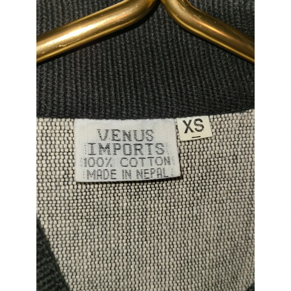 Venus Imports Piper w Flute Jacket Size X-Small Gray‎ 100% Cotton Artsy Buttons